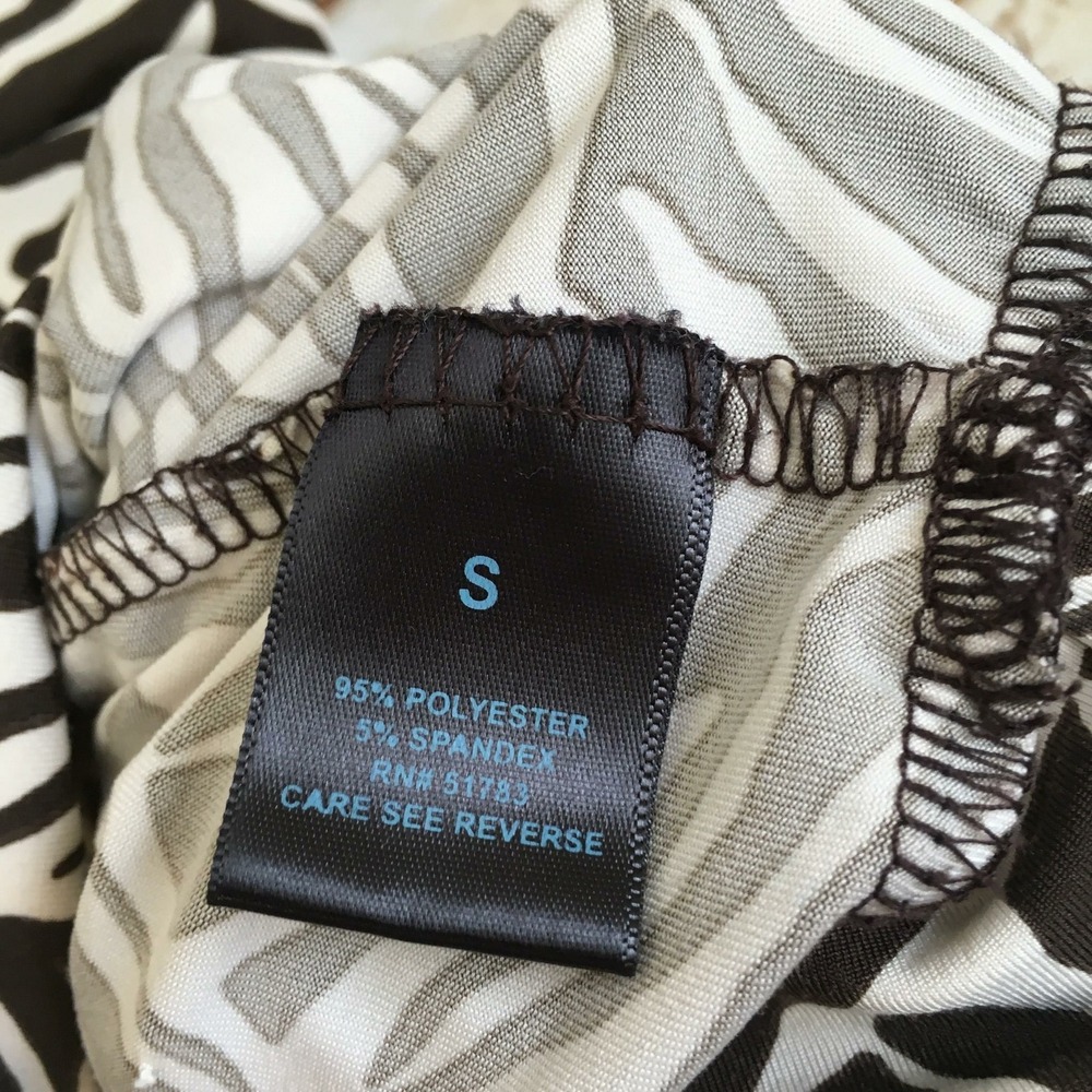Maurices Women's Size Small Brown White Zebra Print Short Sleeve Blouse - Picture 5 of 6